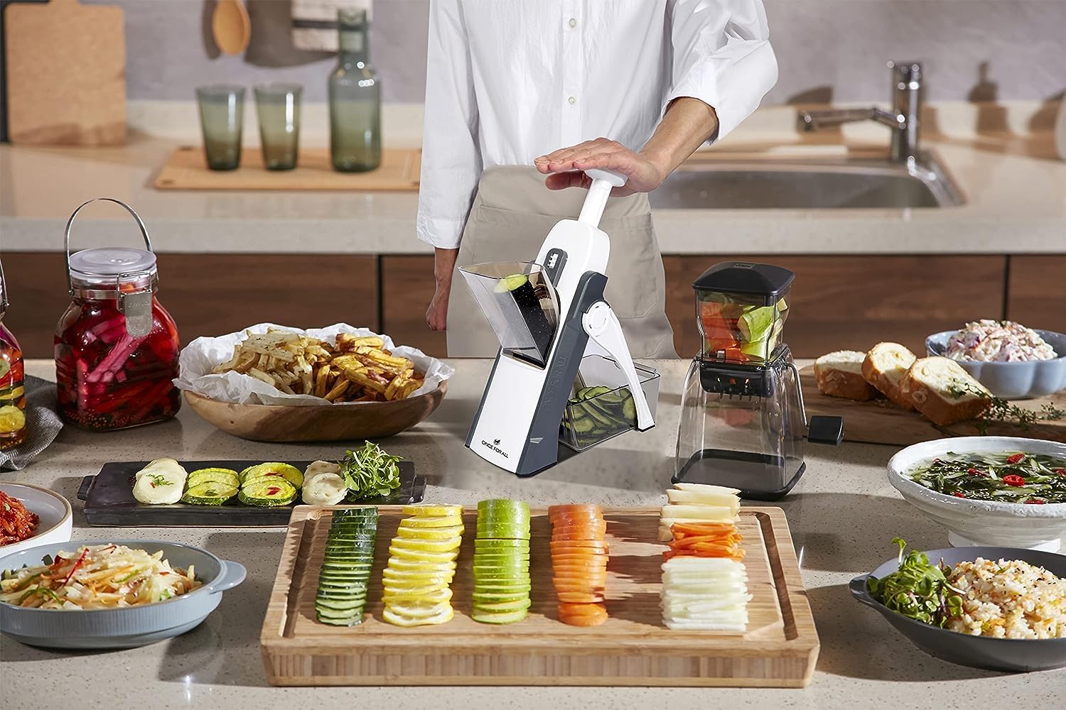 Safe Mandoline Slicer 5 in 1 🥒🍅🥕