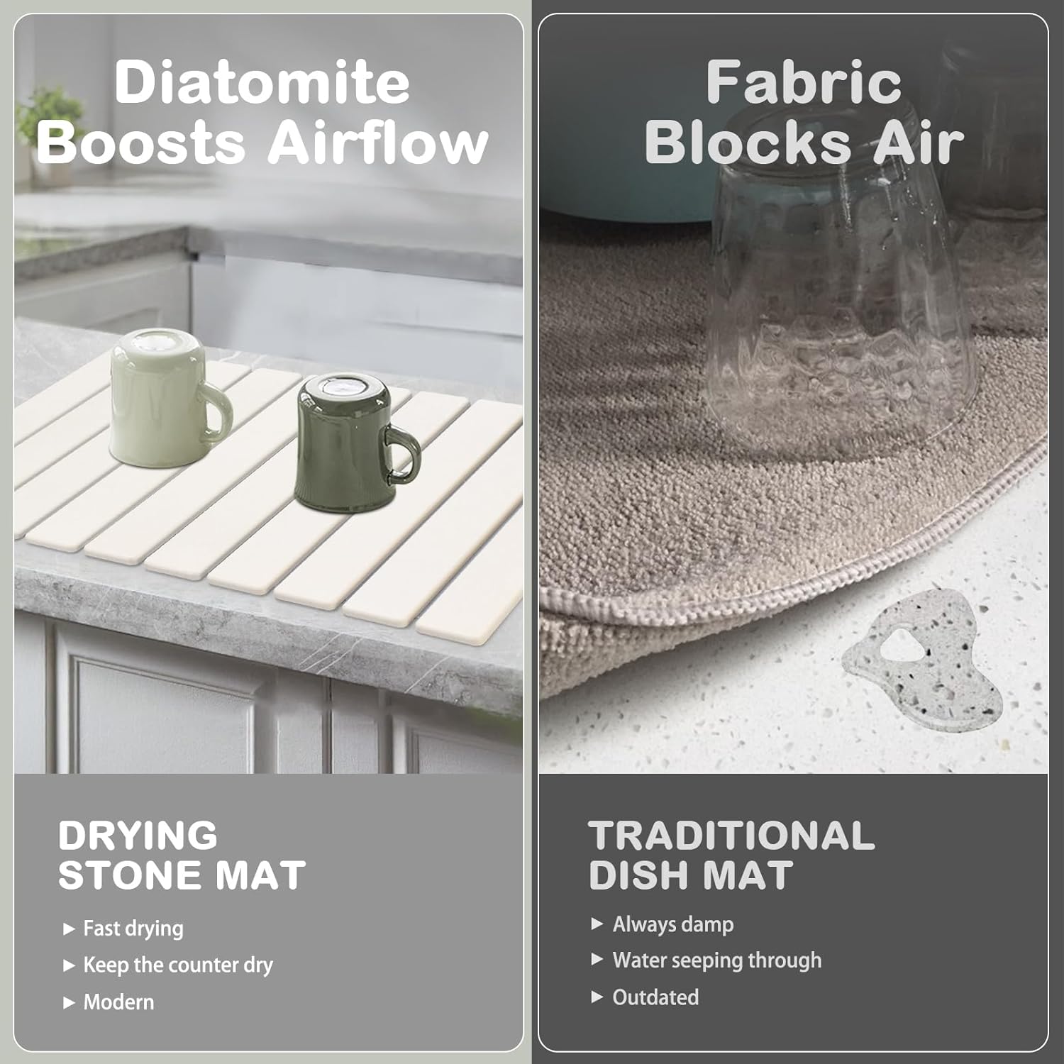🗿💧 Large Stone Dish Drying Mats